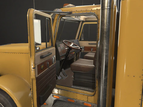 Flat Top Semi Truck Logging Trailer - Low Poly 3D Model