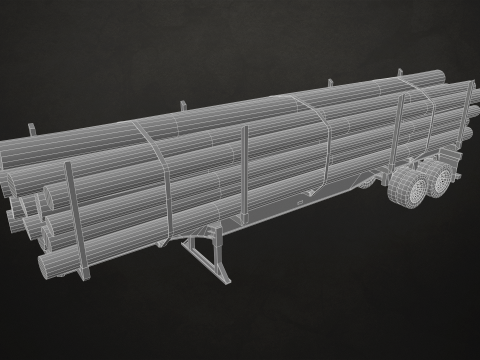 Flat Top Semi Truck Logging Trailer - Low Poly Modelo 3D