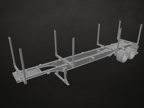 Flat Top Semi Truck Logging Trailer - Low Poly Modelo 3D