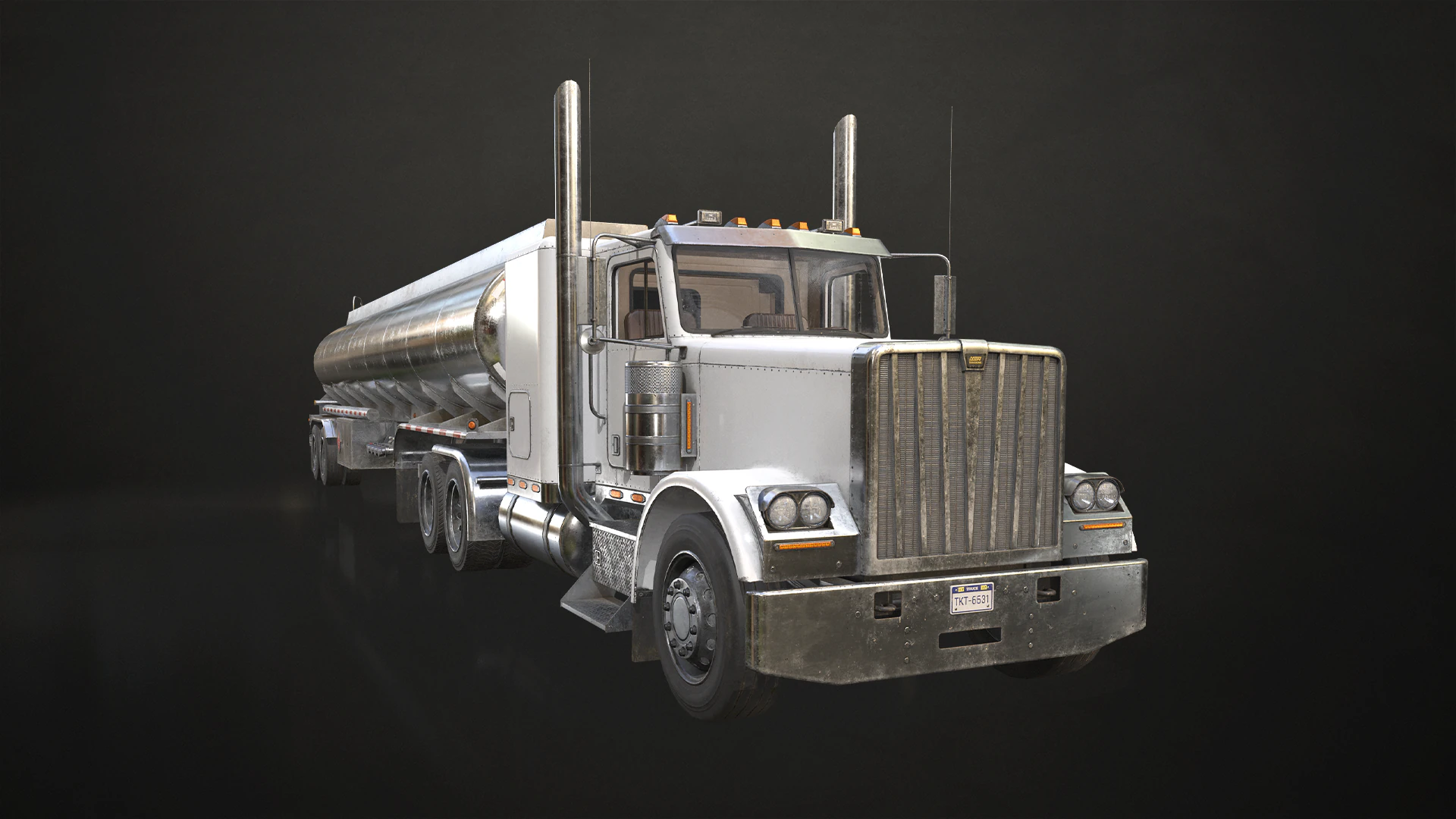 Reboque tanque semi-caminhão de topo plano - Low Poly Modelo 3D .c4d .max .obj .3ds .fbx .stl .blend