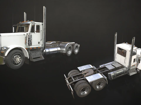 Reboque tanque semi-caminh&atilde;o de topo plano - Low Poly Modelo 3D