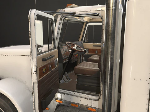 Reboque tanque semi-caminh&atilde;o de topo plano - Low Poly Modelo 3D