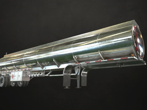 Reboque tanque semi-caminh&atilde;o de topo plano - Low Poly Modelo 3D