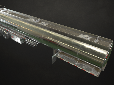 Flat Top Semi Truck Tank Trailer - Low Poly 3Dモデル