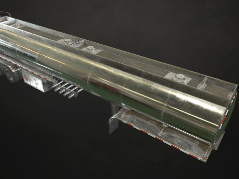 Reboque tanque semi-caminh&atilde;o de topo plano - Low Poly Modelo 3D