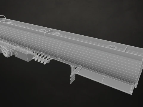 Reboque tanque semi-caminh&atilde;o de topo plano - Low Poly Modelo 3D