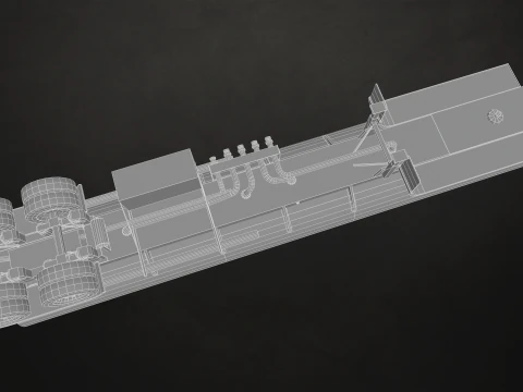 Reboque tanque semi-caminh&atilde;o de topo plano - Low Poly Modelo 3D