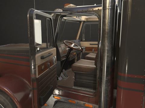 Flat Top Semi Truck Lowboy Trailer - Low Poly 3D Model