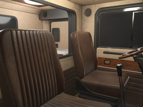 Flat Top Semi Truck Lowboy Trailer - Low Poly 3D Model