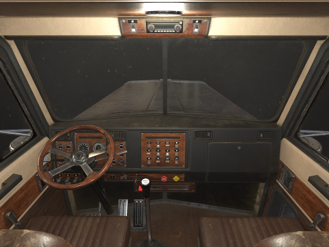 Flat Top Semi Truck Lowboy Trailer - Low Poly 3D Model