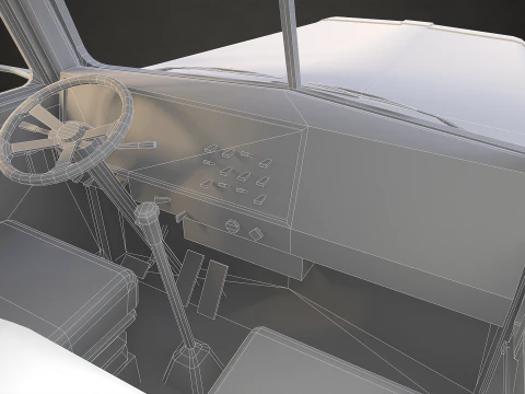 Flat Top Semi Truck Lowboy Trailer - Low Poly 3D Model