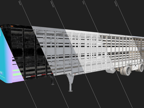 Livestock Trailer - Low Poly Modèle 3D
