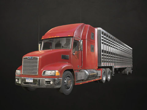 Przyczepa do przewozu bydła półciężarowego — Low Poly Model 3D