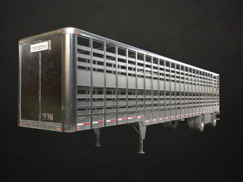 Semi Truck Livestock Trailer - Low Poly 3D Model