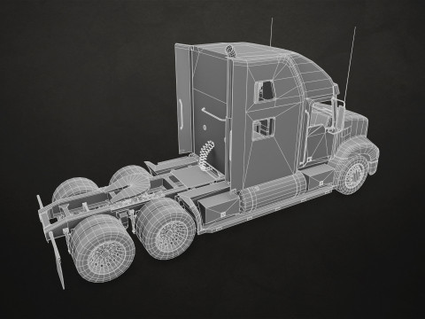Semi Truck Livestock Trailer - Low Poly 3D Model