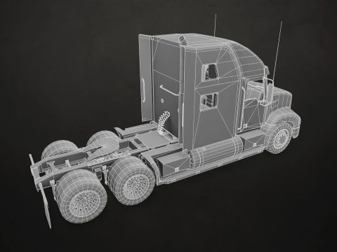 Semi Truck Livestock Trailer - Low Poly 3D Model
