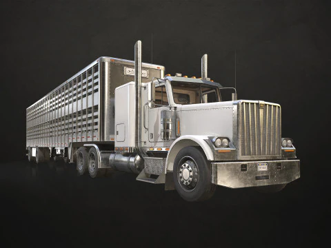 Przyczepa do przewozu zwierząt z płaską górną częścią - Low Poly Model 3D