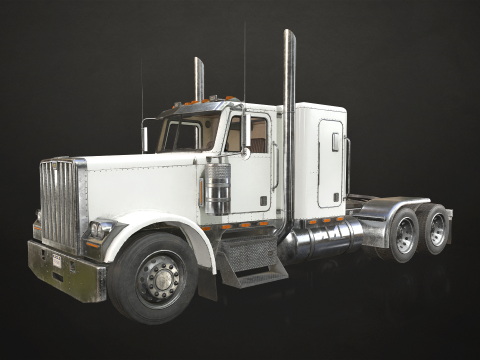 Flat Top Semi Truck Livestock Trailer - Low Poly 3D Model