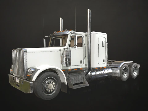 Flat Top Semi Truck Livestock Trailer - Low Poly 3D Model