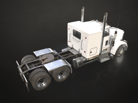 Flat Top Semi Truck Livestock Trailer - Low Poly 3D Model