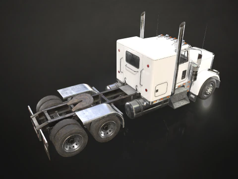 Flat Top Semi Truck Livestock Trailer - Low Poly 3D Model