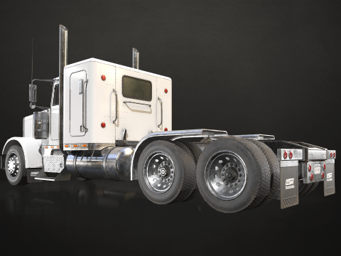 Flat Top Semi Truck Livestock Trailer - Low Poly 3D Model
