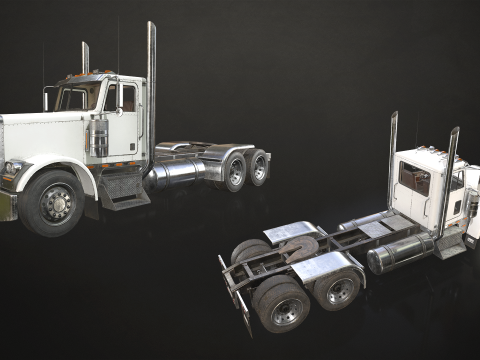 Flat Top Semi Truck Livestock Trailer - Low Poly 3D Model
