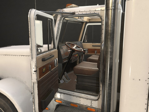 Flat Top Semi Truck Livestock Trailer - Low Poly 3D Model