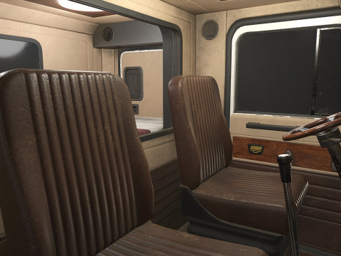 Flat Top Semi Truck Livestock Trailer - Low Poly 3D Model