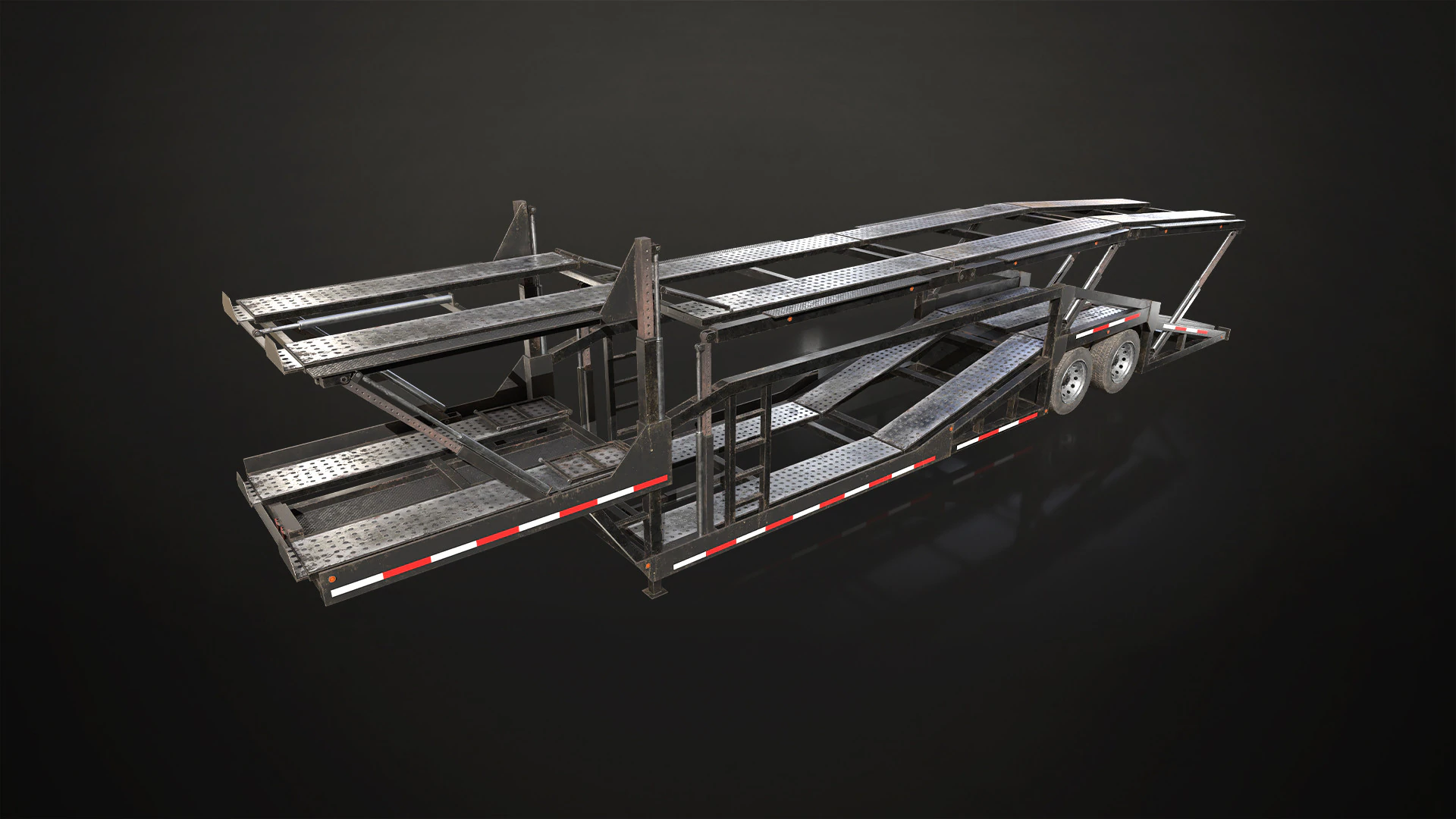 Car Carrier Trailer - Low Poly 3D Model .c4d .max .obj .3ds .fbx .stl .blend