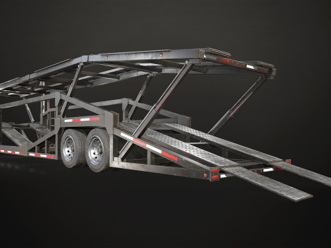 Car Carrier Trailer - Low Poly Modèle 3D