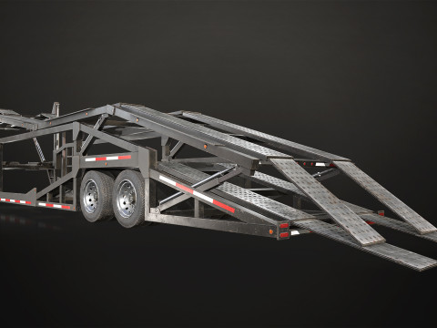 Car Carrier Trailer - Low Poly Modèle 3D