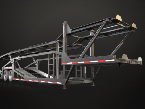 Car Carrier Trailer - Low Poly Modèle 3D
