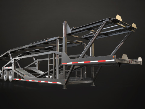 Car Carrier Trailer - Low Poly Modèle 3D