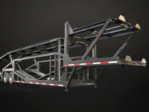 Car Carrier Trailer - Low Poly 3D Model