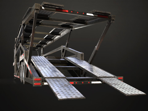 Car Carrier Trailer - Low Poly Modèle 3D