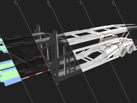 Car Carrier Trailer - Low Poly Modèle 3D