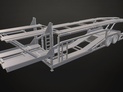 Car Carrier Trailer - Low Poly Modèle 3D