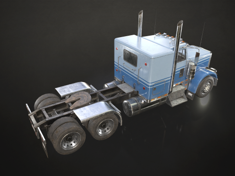 Flat Top Semi Truck Car Carrier Trailer - Low Poly 3D Model