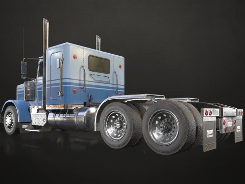 Flat Top Semi Truck Car Carrier Trailer - Low Poly 3D Model