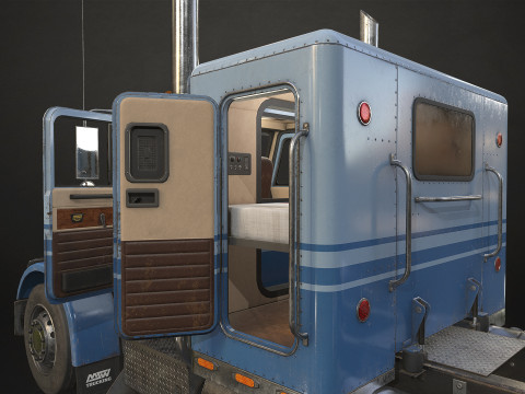 Flat Top Semi Truck Car Carrier Trailer - Low Poly 3D Model