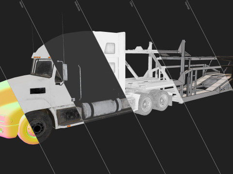 Semi Truck Car Carrier Trailer - Low Poly 3Dモデル