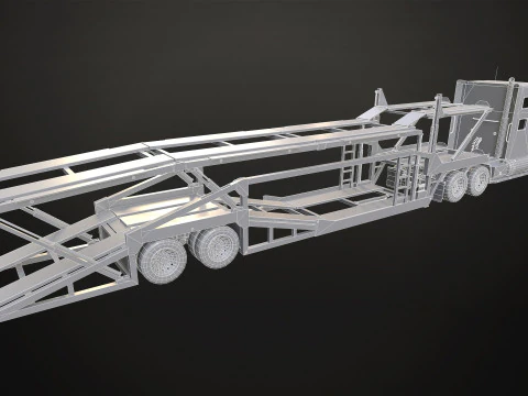 Полуприцеп-автовоз &mdash; низкополигональная 3D Модель
