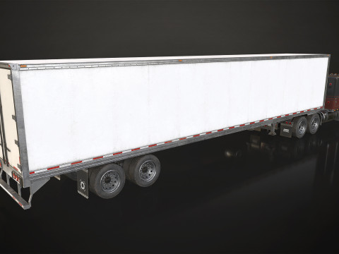 Flat Top Semi Truck Refrigerated Trailer - Low Poly 3D Модель