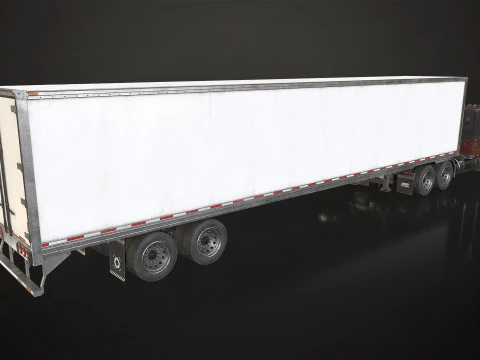 Flat Top Semi Truck Refrigerated Trailer - Low Poly 3D Model