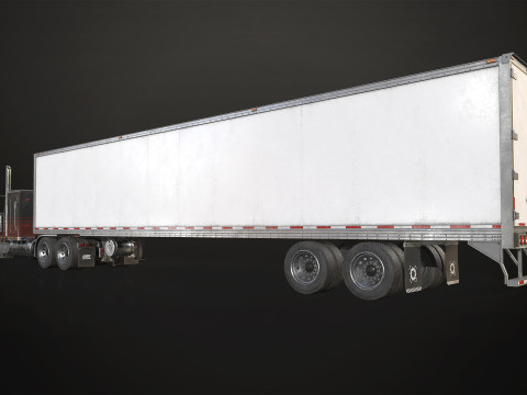 Flat Top Semi Truck Refrigerated Trailer - Low Poly 3D Модель