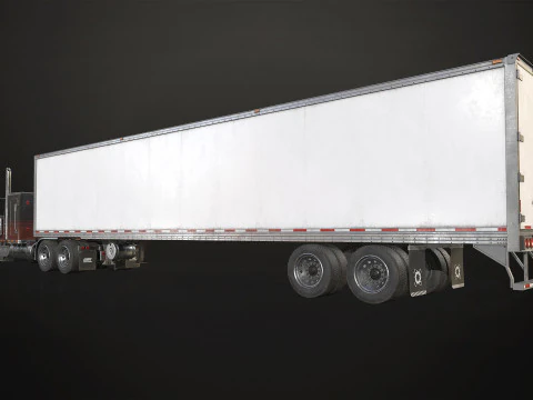 Flat Top Semi Truck Refrigerated Trailer - Low Poly 3D Model