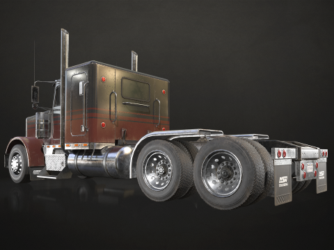 Flat Top Semi Truck Refrigerated Trailer - Low Poly 3D Модель