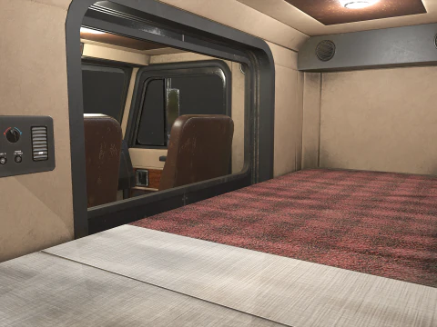 Flat Top Semi Truck Refrigerated Trailer - Low Poly 3D Model