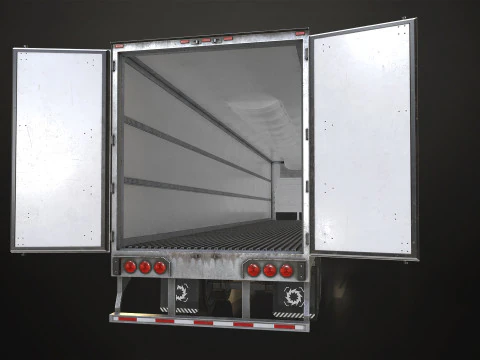 Flat Top Semi Truck Refrigerated Trailer - Low Poly 3D Model